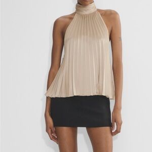 Aritzia Gold Pleated Halter Top